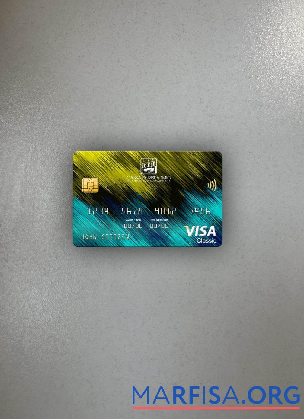 Downloadable San Marino Cassa di Risparmio bank visa classic card photolook front real example